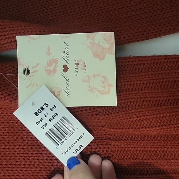 NWT DEREK HEART Button-Up Sweater w/Hood - Picture 5 of 6